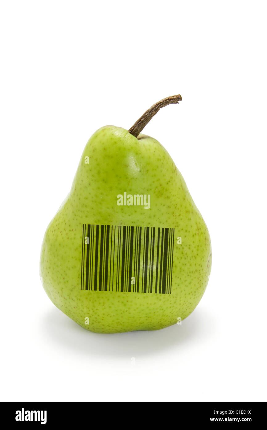 Poire avec code barre Banque D'Images