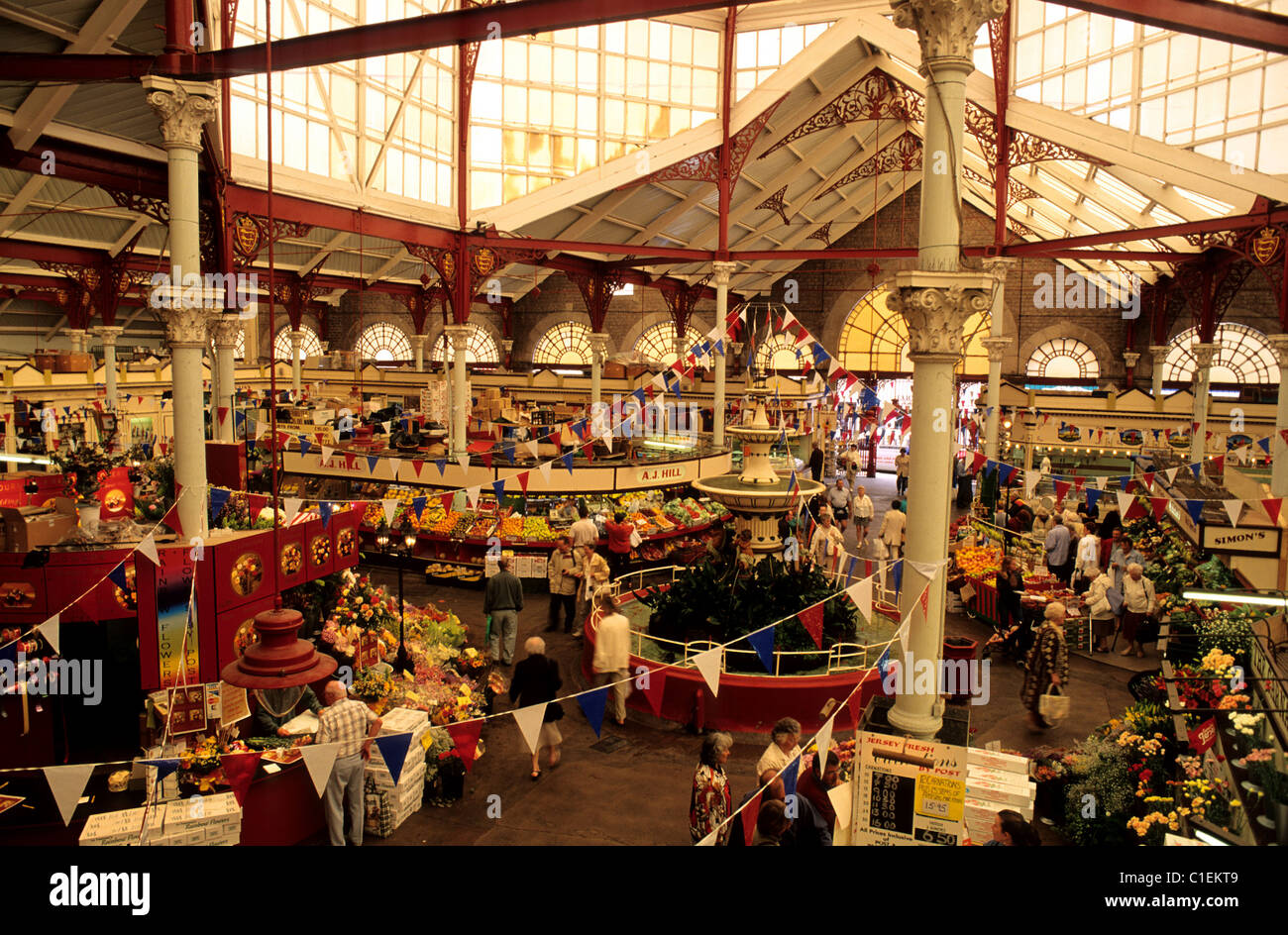 Royaume-uni, Channel Islands, Île de Jersey, St Helier, marché central couvert Banque D'Images