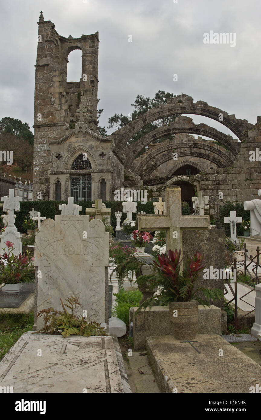 Ruines de Santa Mariña église. Baiona, Pontevedra, Galice, Espagne. Banque D'Images