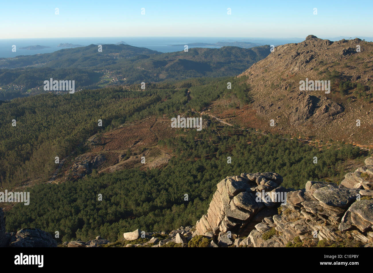 Serra do Galiñeiro, un système de montagne dans le sud de la Galice. Gondomar, Pontevedra, Espagne. Banque D'Images Serra do Galiñeiro, un système de montagne dans le sud de la Galice. Gondomar, Pontevedra, Espagne. Banque D'Images