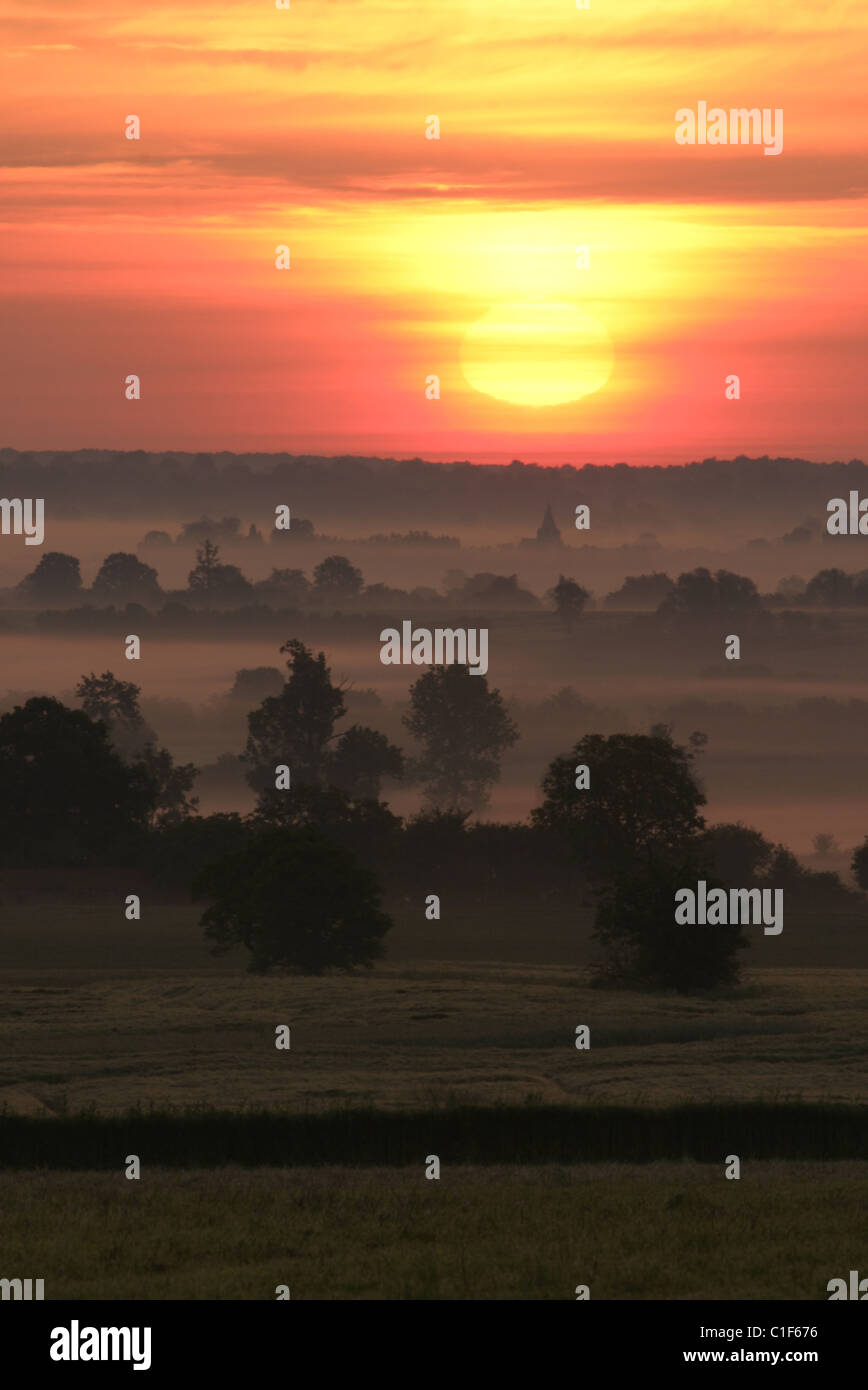 France, Indre, Berry, Région de George Sand (célèbre écrivain français), sunrise Banque D'Images