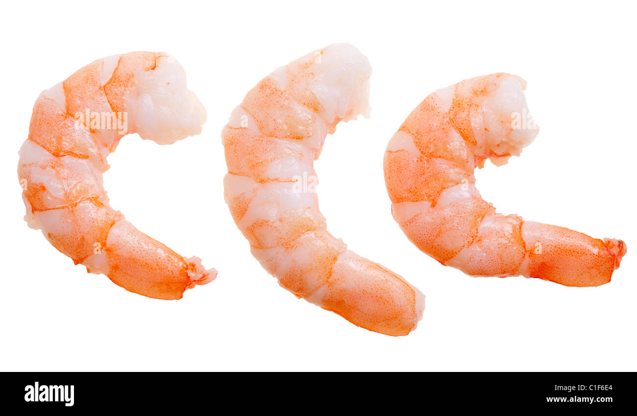 Crevettes préparées isolé sur fond blanc Banque D'Images