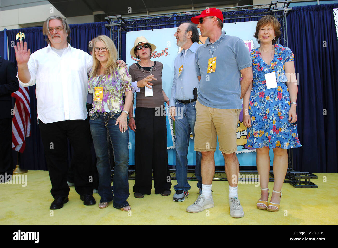 Matt Groening, James L. Brooks, Dan Castellaneta, Julie Kavner, Nancy Cartwright, Yeardley Smith, timbres de Simpsons Banque D'Images