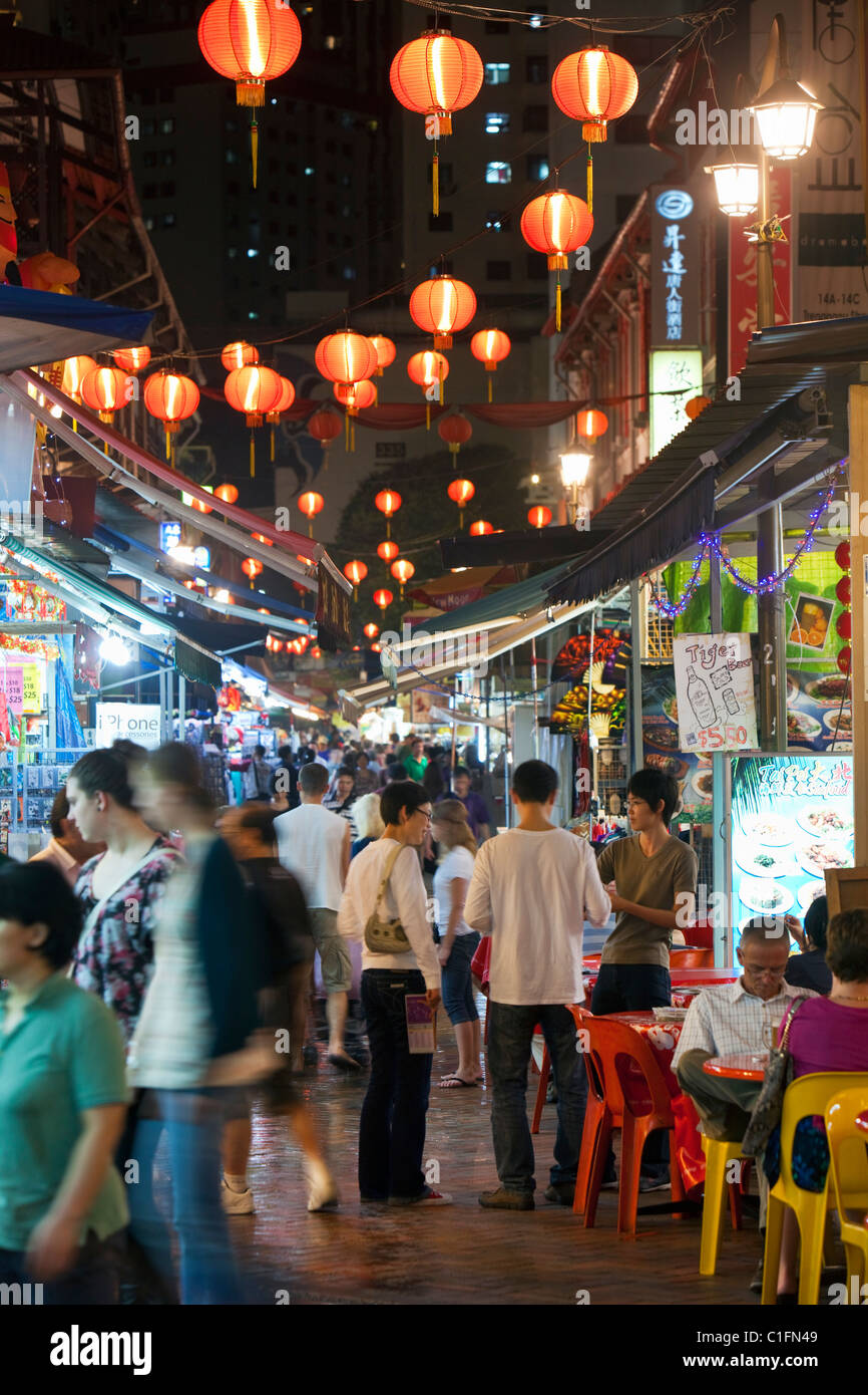 Marché nocturne le Trengganu Street, Chinatown, Singapour Banque D'Images