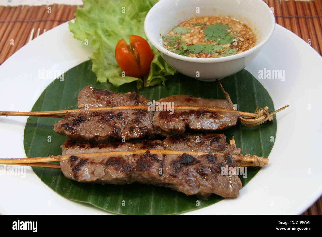 Buffalo Meat plat typique en laotien Banque D'Images