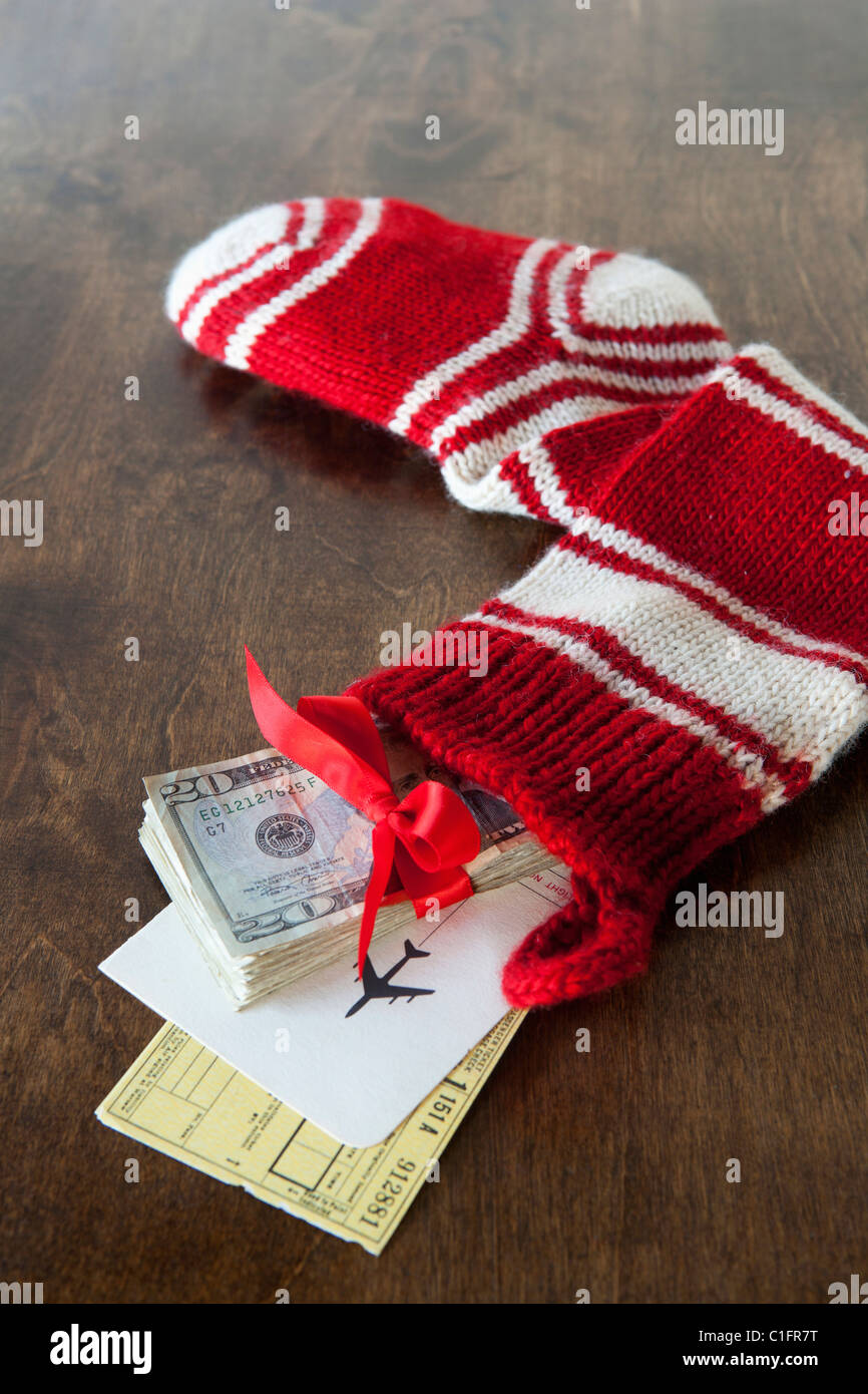 Noël avec les billets de trésorerie et Banque D'Images