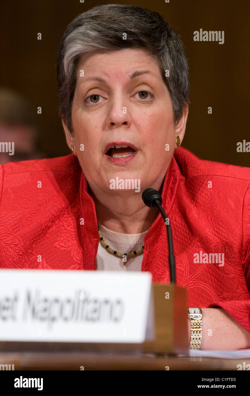 Le Secrétaire à la sécurité intérieure, Janet Napolitano. Banque D'Images