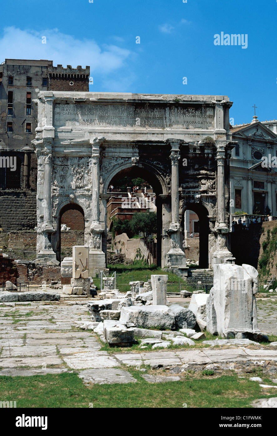 L'Italie. Rome. Arc de Septime Sévère. Forum romain. Banque D'Images