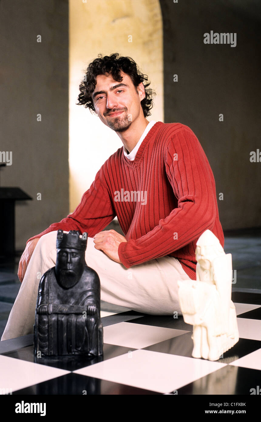 France, Calvados, Falaise, Benoit Panozzo, guide du château de Guillaume le Conquérant Banque D'Images