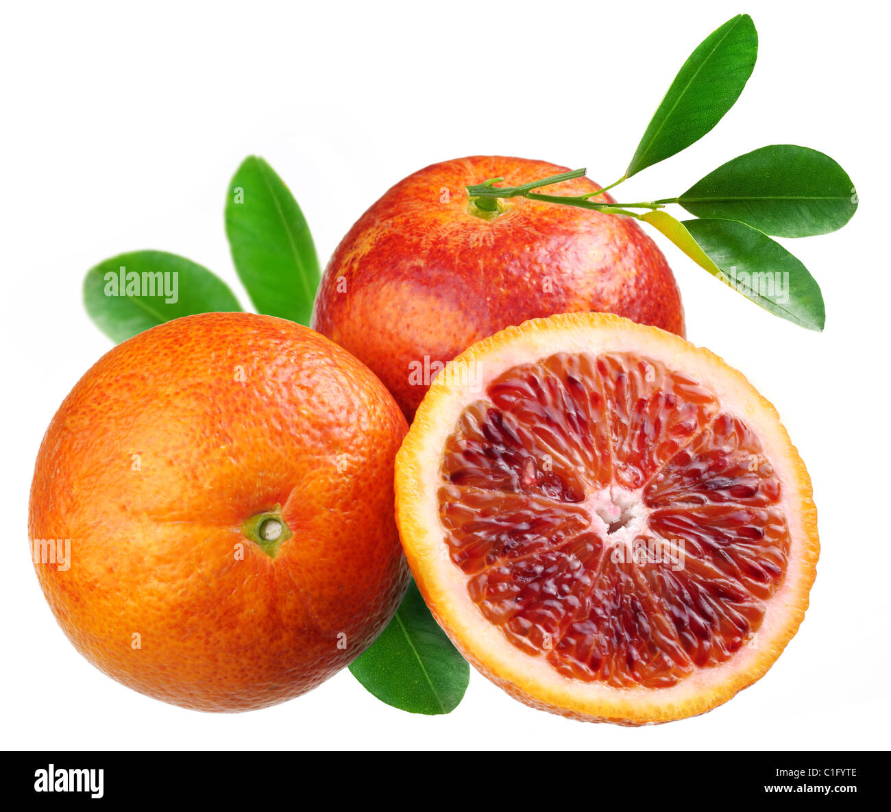 Blood red orange isolé sur fond blanc Banque D'Images