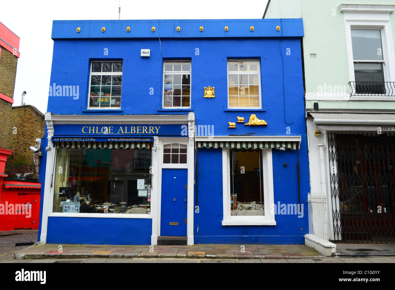 Maison colorée dans Portobello Road, Notting Hill, Londres, Royaume-Uni Banque D'Images