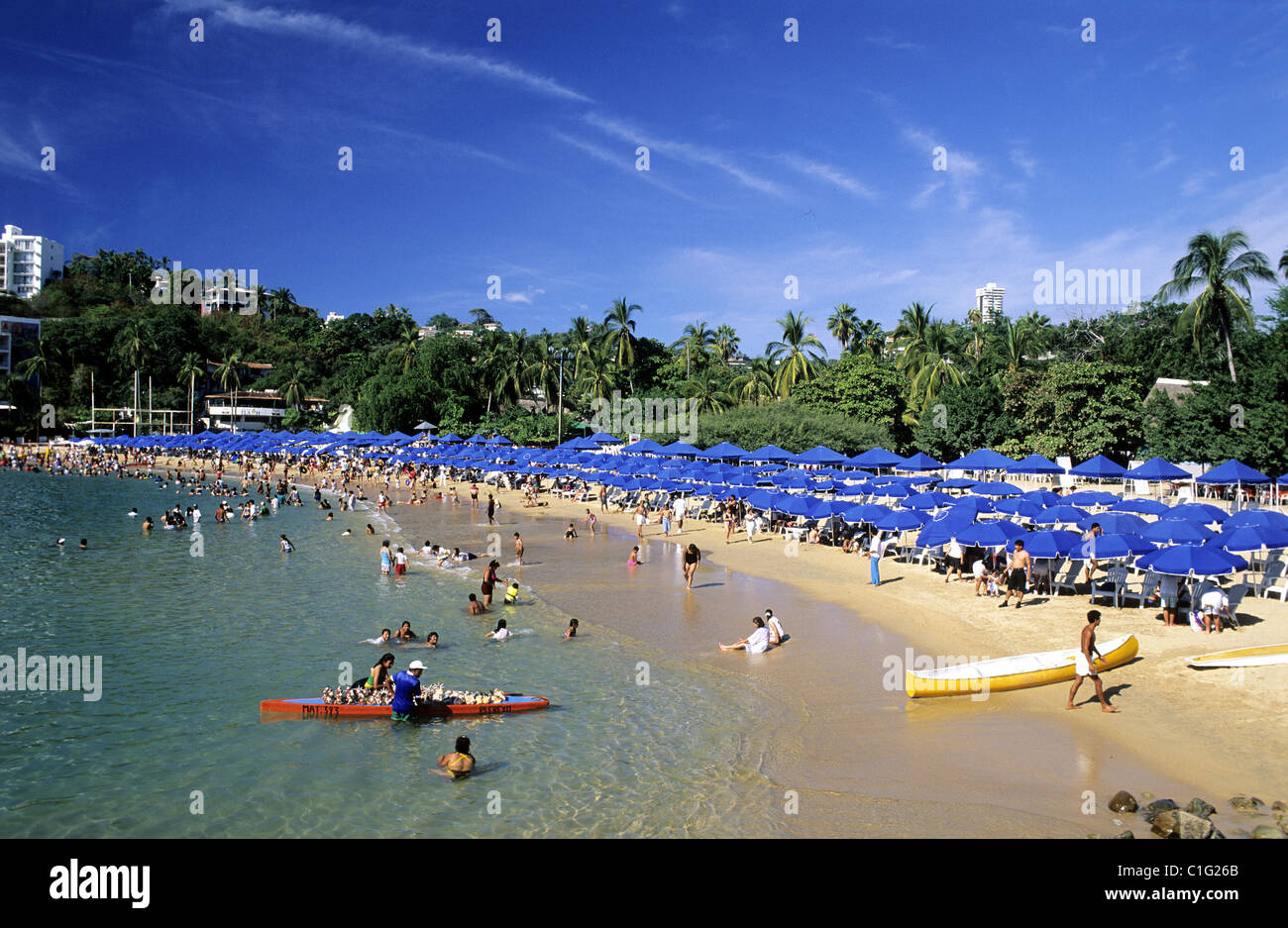 L'État de Guerrero, Mexique, Acapulco, la plage de la Caleta Banque D'Images