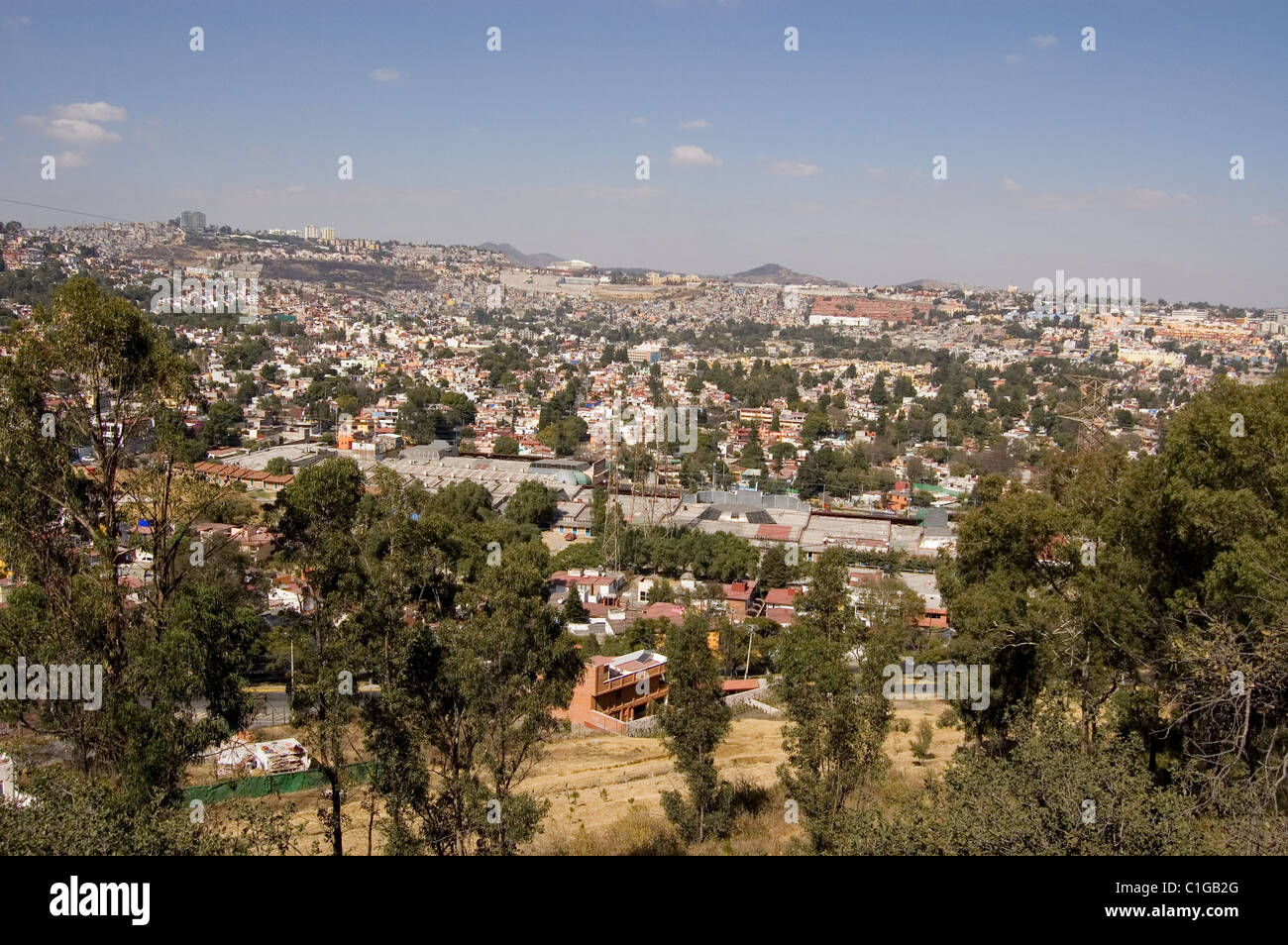 Voir l'aire métropolitaine de Mexico d'une colline Banque D'Images