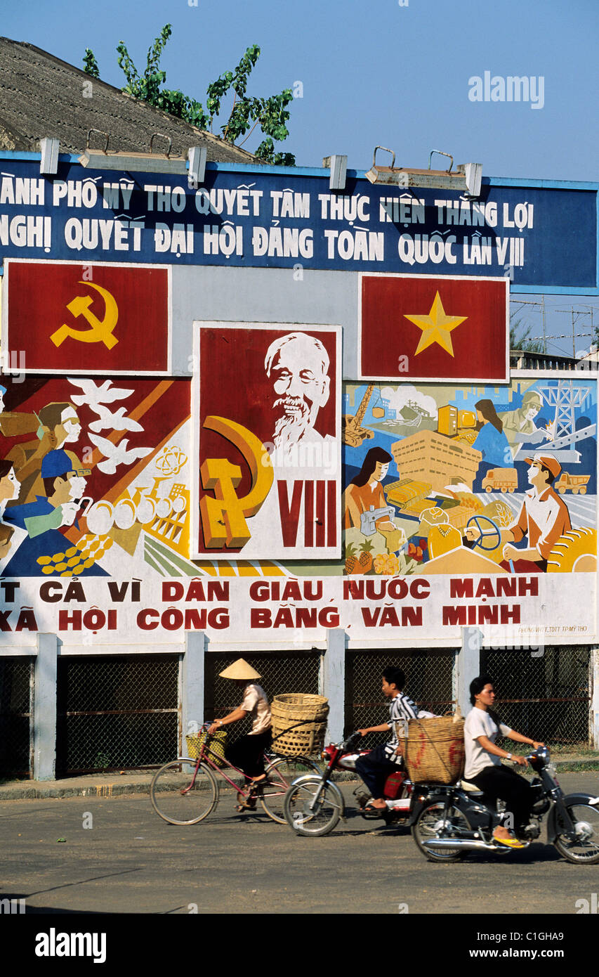 Vietnam, Mytho city, la publicité politique Banque D'Images