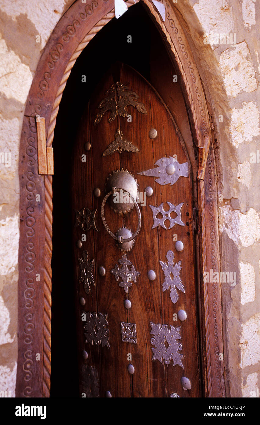 Mali, Tombouctou, la porte d'une mosquée Banque D'Images