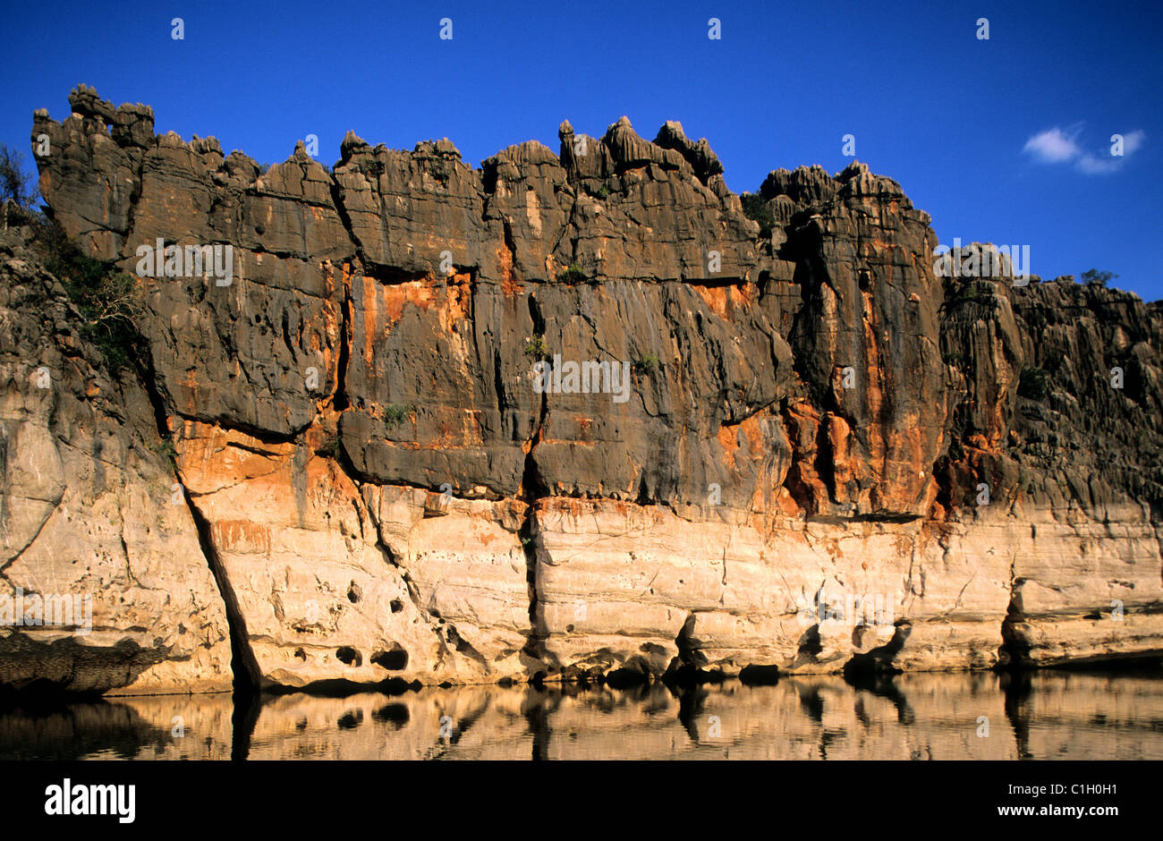 L'Australie, Australie occidentale, Kimberley récif dévonien National park, Gorge Geikie et la rivière Fitzroy Banque D'Images