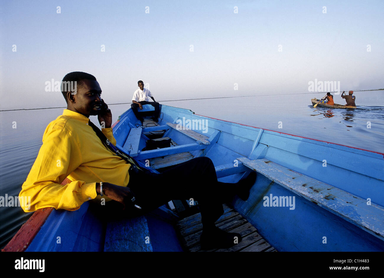 Le Sénégal, Sine Saloum province, bateau sur le Bolong river Banque D'Images