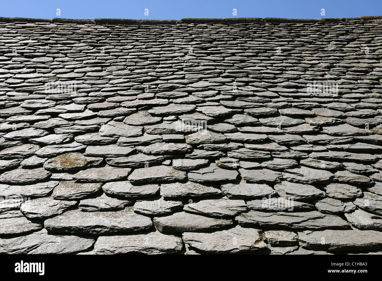La France, l'Ardèche, toiture de lauzes, parc naturel régional des Monts d'Ardèche Banque D'Images
