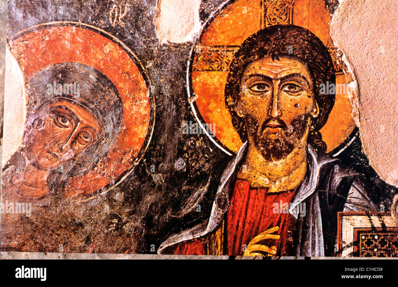 Grèce, Crete, Icone de Sainte Marie et Jésus dans l'église Panagia Kera de Kritsa Banque D'Images