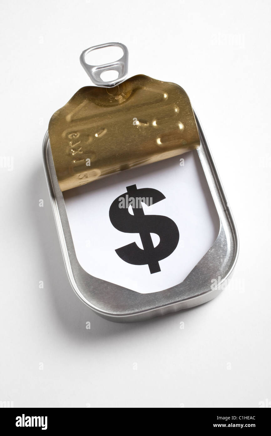 Pouvez et le symbole du dollar, Concept de l'aide financière rapide et facile Banque D'Images