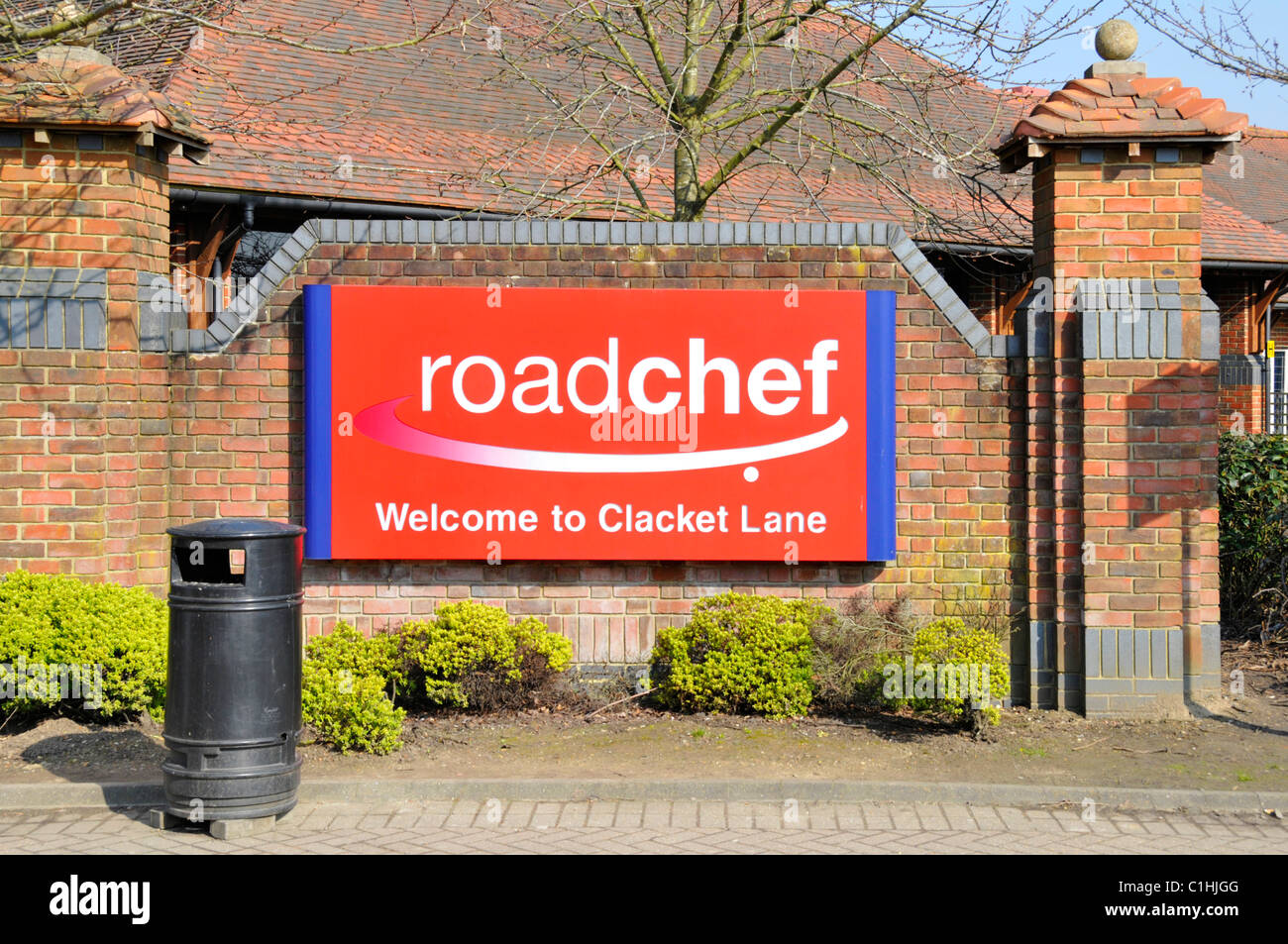 Roadchef motorway welcome sign à entrée à Clacket Lane M autoroute a25 aire de services côté sud entre Surrey England Tour 2008 Dag 2 deel 2 et London England UK Kent Banque D'Images