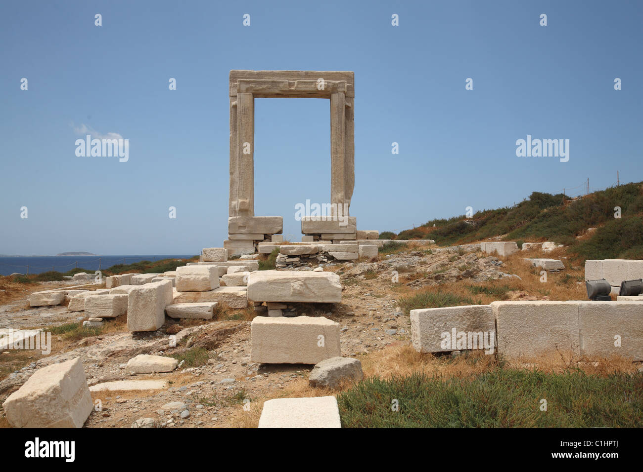 Temple d'Apollon, l'île de Palatia, Naxos, Cyclades, Grèce Banque D'Images