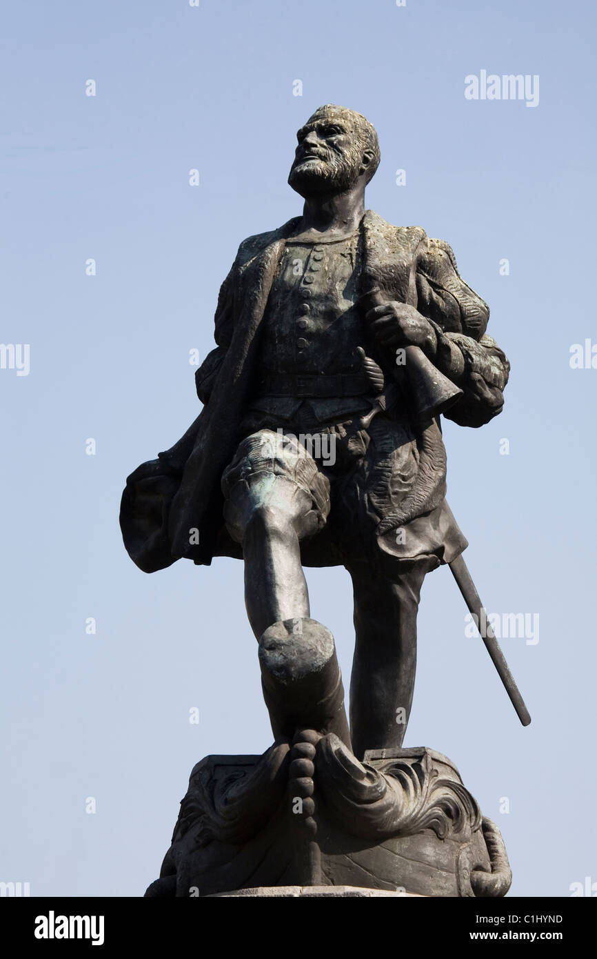 Le monument à Ferdinao De Magalhães (Ferdinand Magellan) à Lisbonne. Banque D'Images