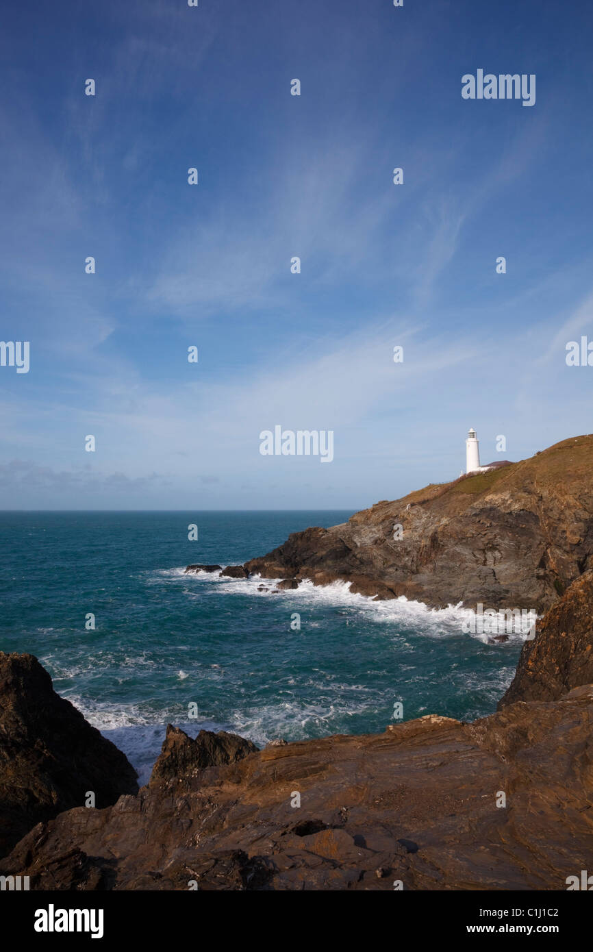 Trevose Head Lighthouse, Cornwall. Banque D'Images