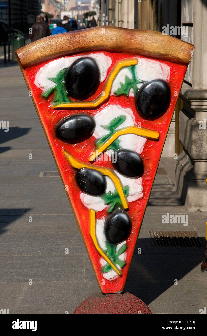 Pizza nouveauté signe, Turin, Italie Banque D'Images