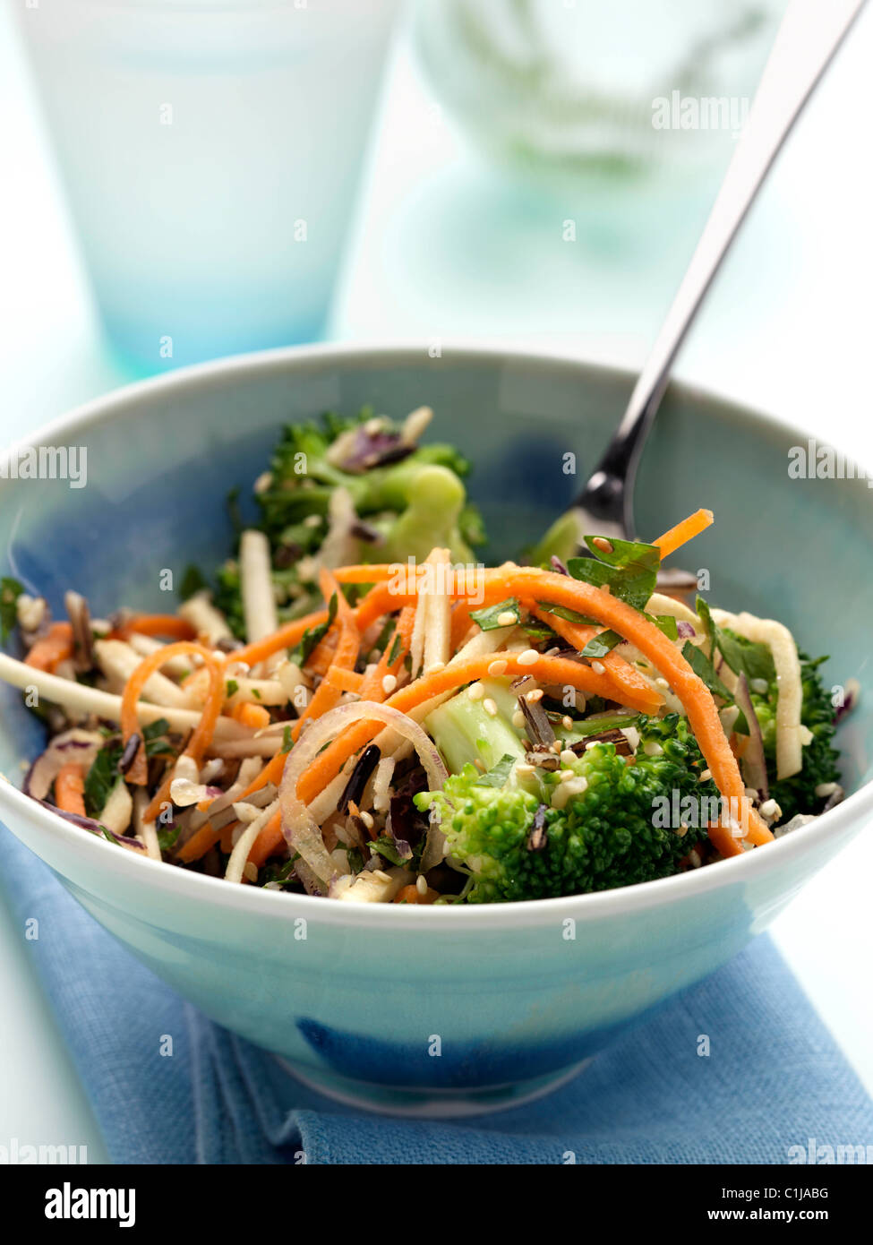 Un bol de salade de riz sauvage végétarien Banque D'Images