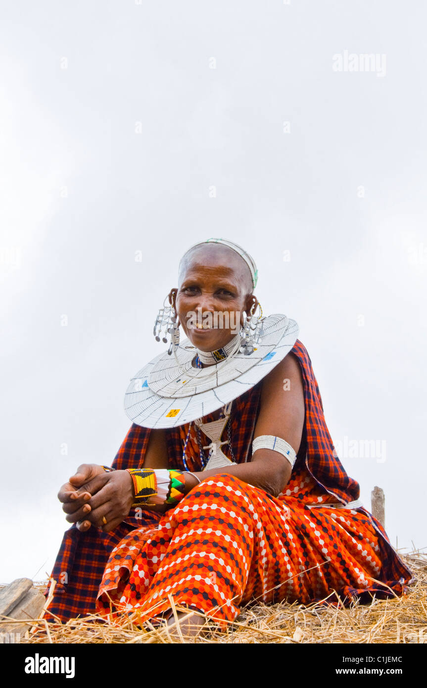 Masai Village, Tanzanie Banque D'Images