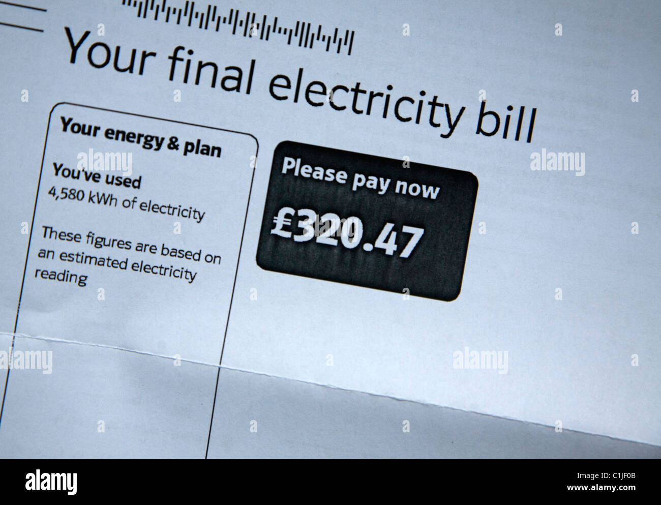 Dernière facture d'électricité Banque D'Images