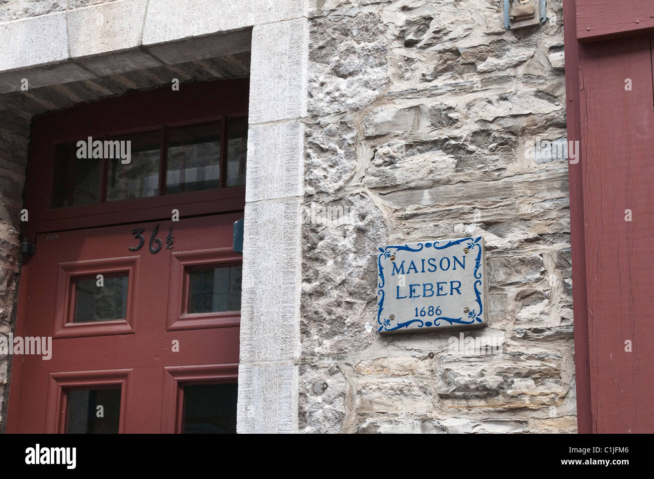 Québec, Québec, Canada.Porte du site historique national de la Maison Leber, vieille ville. Banque D'Images