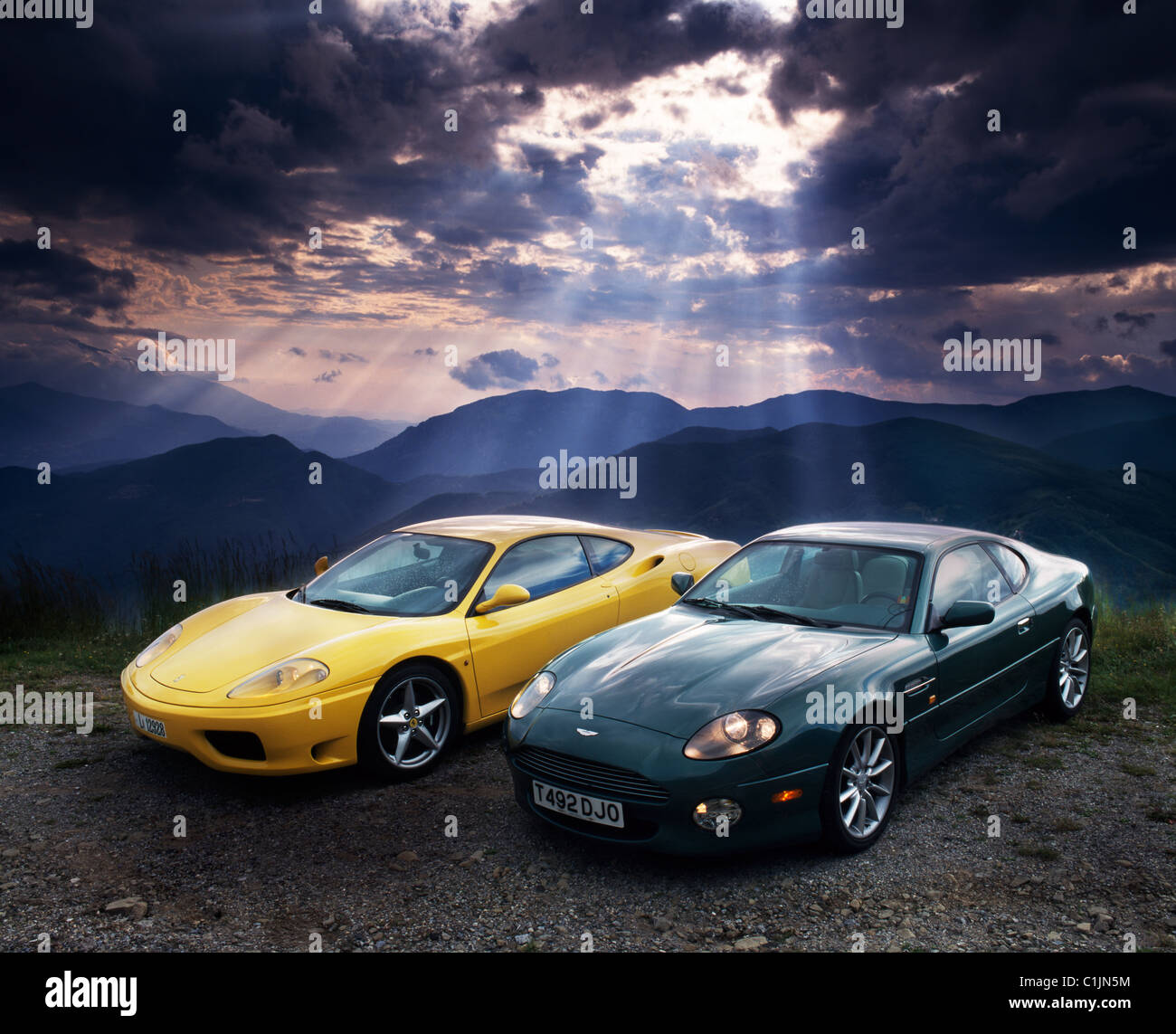 Aston Martin DB7 et Ferrari 360, à partir de 1999 Banque D'Images