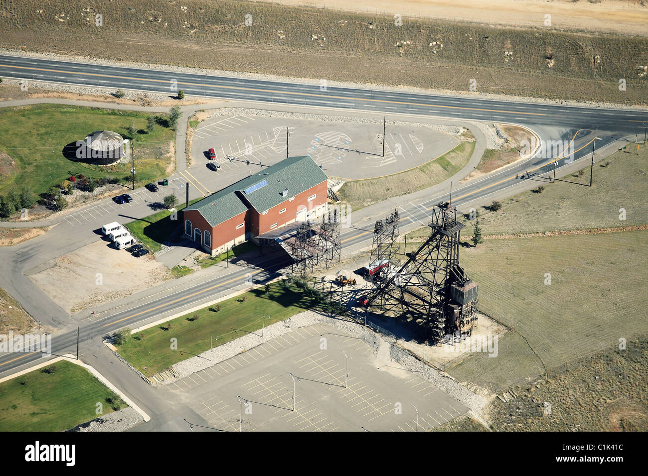 Une vue aérienne de la tête lors d'une mine de cuivre à ciel ouvert Banque D'Images