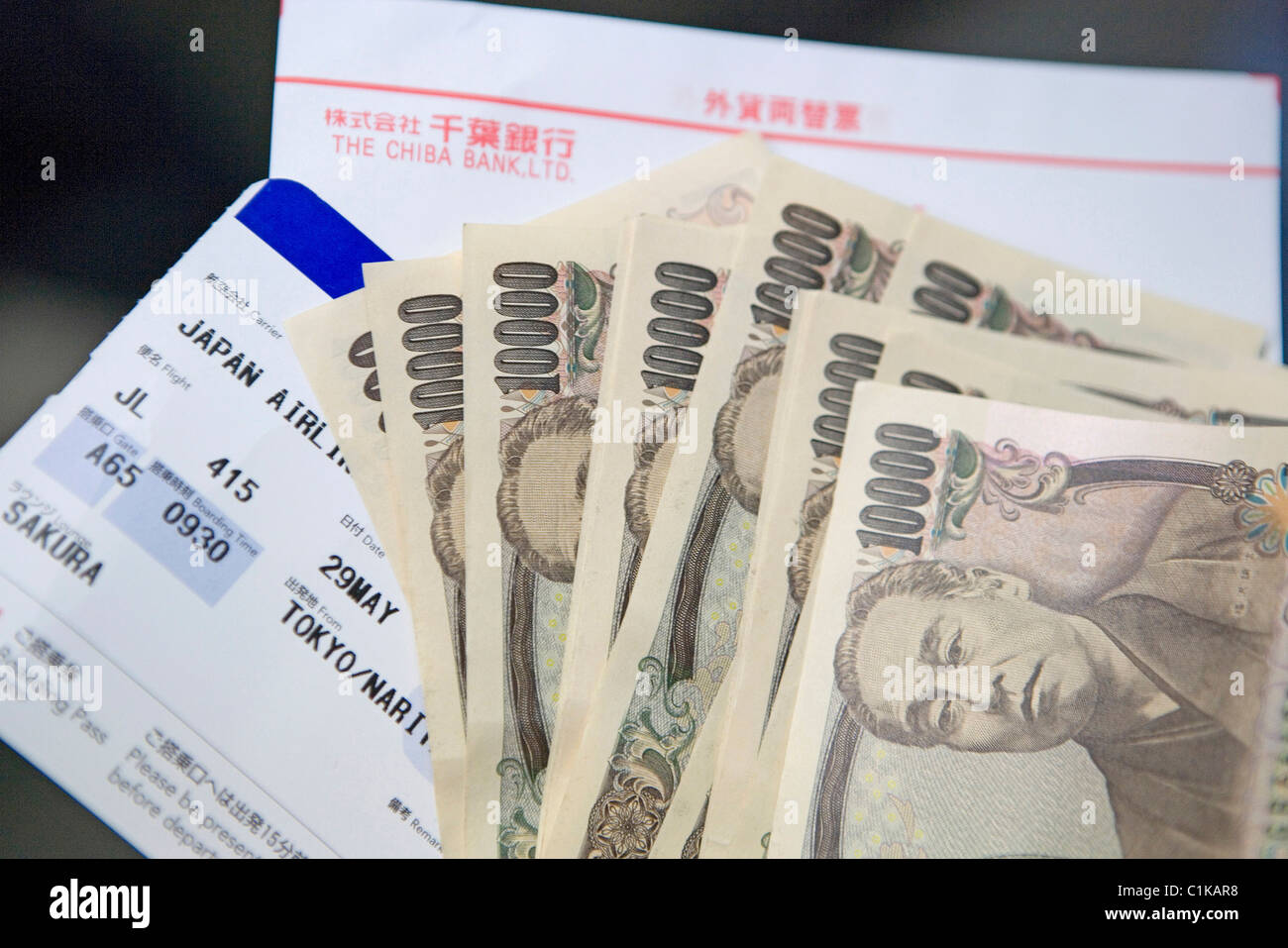 Japon, Tokyo, voyage à Tokyo en avion, billet d'avion et de l'argent Photo  Stock - Alamy