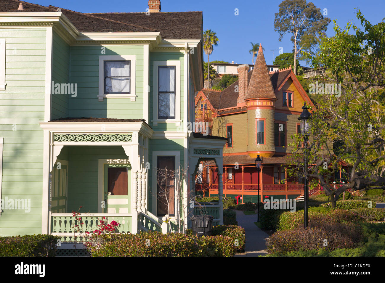 Maisons victoriennes, Heritage Park Village victorien, Vieille Ville, San Diego, California, USA Banque D'Images