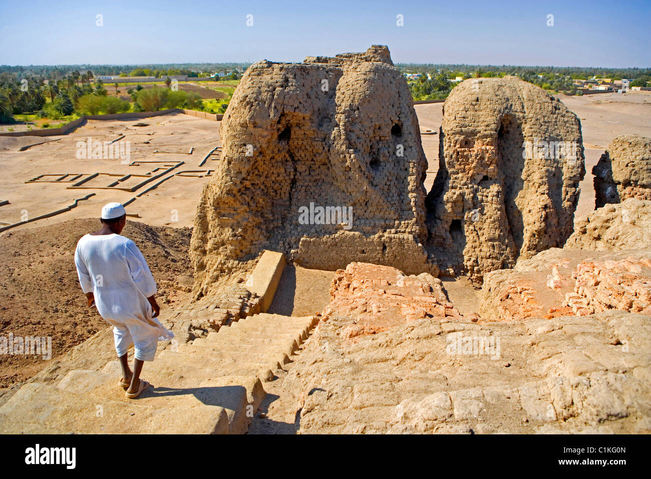 Le Soudan sur le grand monument mudbrick marquant le centre religieux de l'ancienne ville par c2500 BCE centres urbains et un Banque D'Images