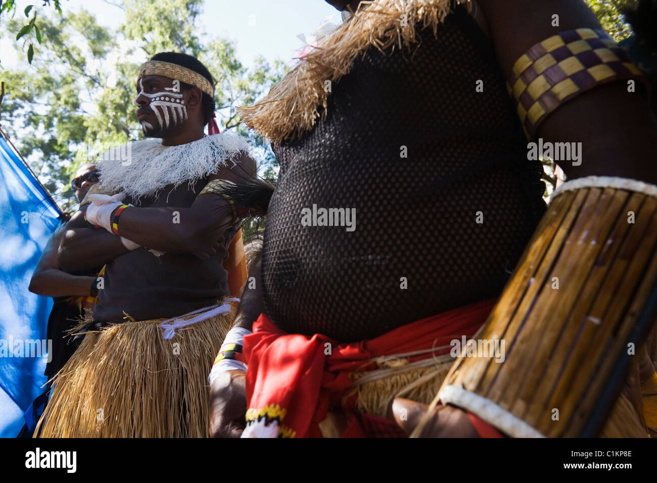 Les danseurs des îles du détroit de Torres au Festival de danse autochtones Laura. Laura, Queensland, Australie Banque D'Images