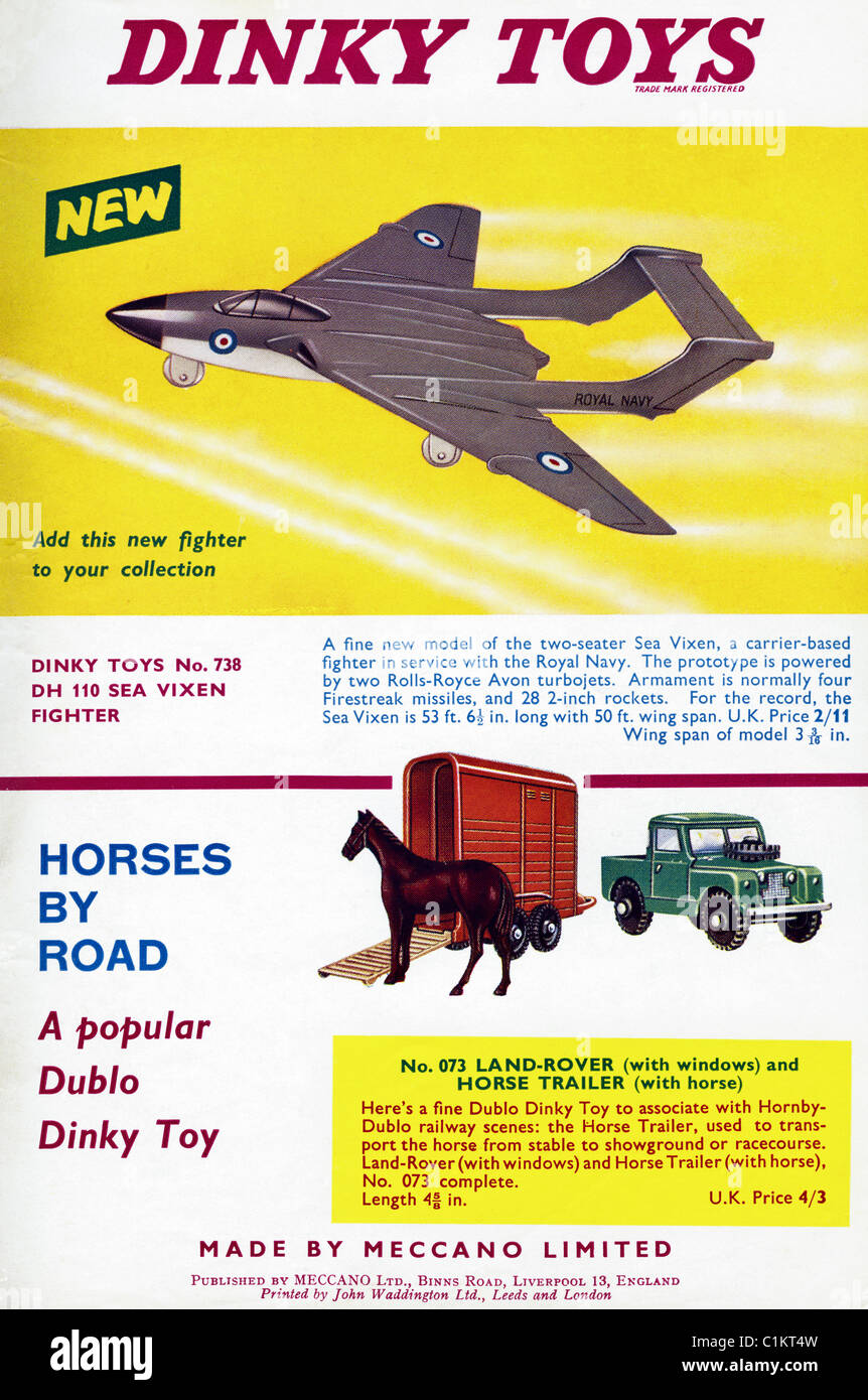 En 1960, l'annonce d'origine boy's hobby magazine pour DINKY faites par le Meccano Banque D'Images En 1960, l'annonce d'origine boy's hobby magazine pour DINKY faites par le Meccano Banque D'Images
