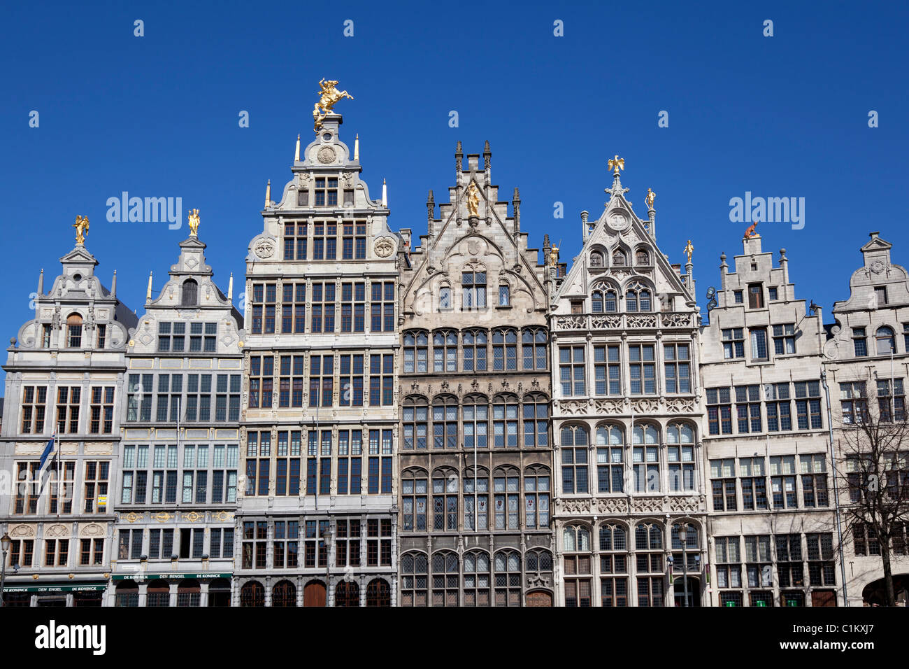 Rangée de maisons flamandes sur la Grand-Place d'Anvers, Belgique Banque D'Images