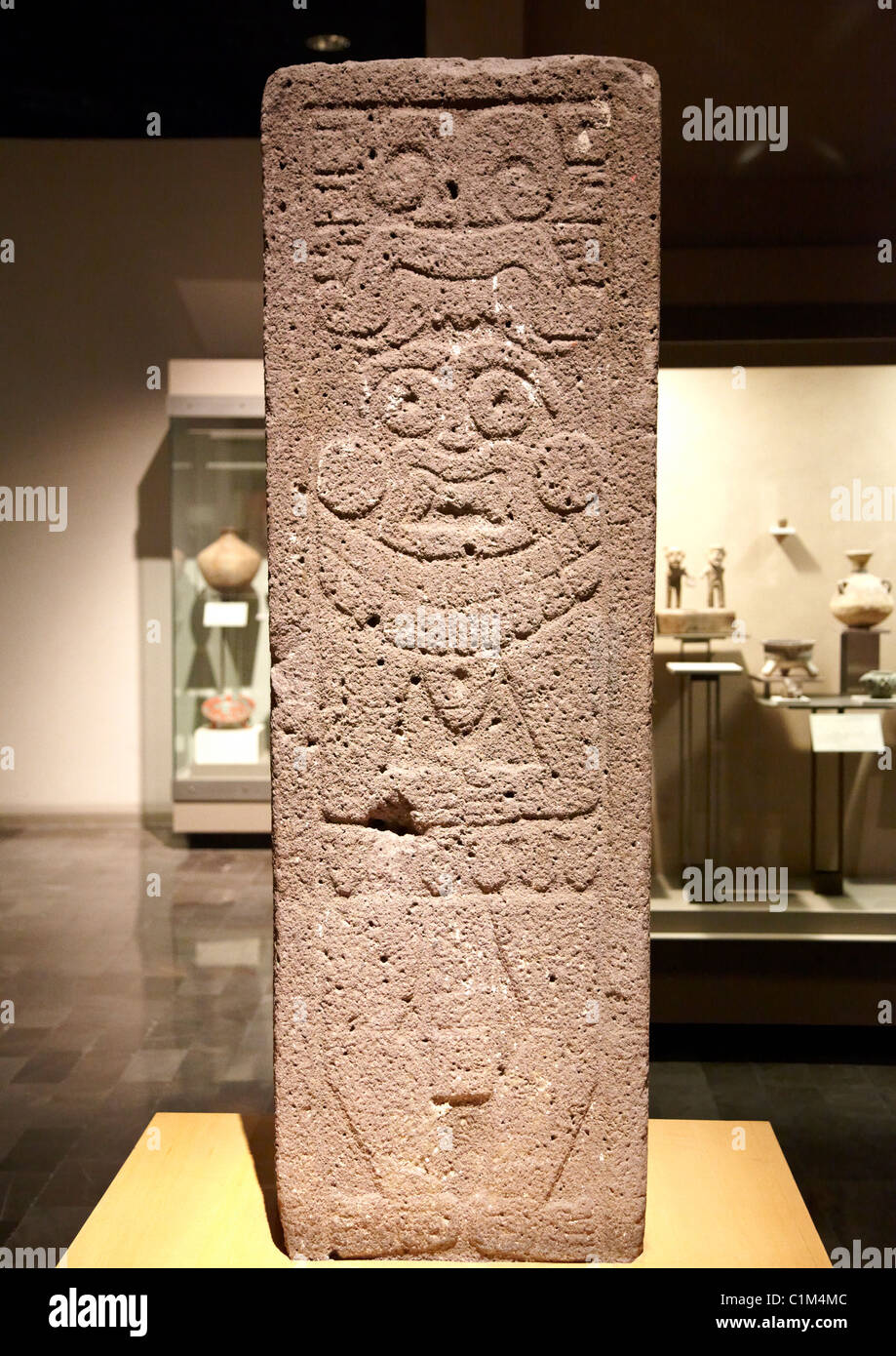 Bloc sculpté maya Musée anthropologique Mexico City Banque D'Images