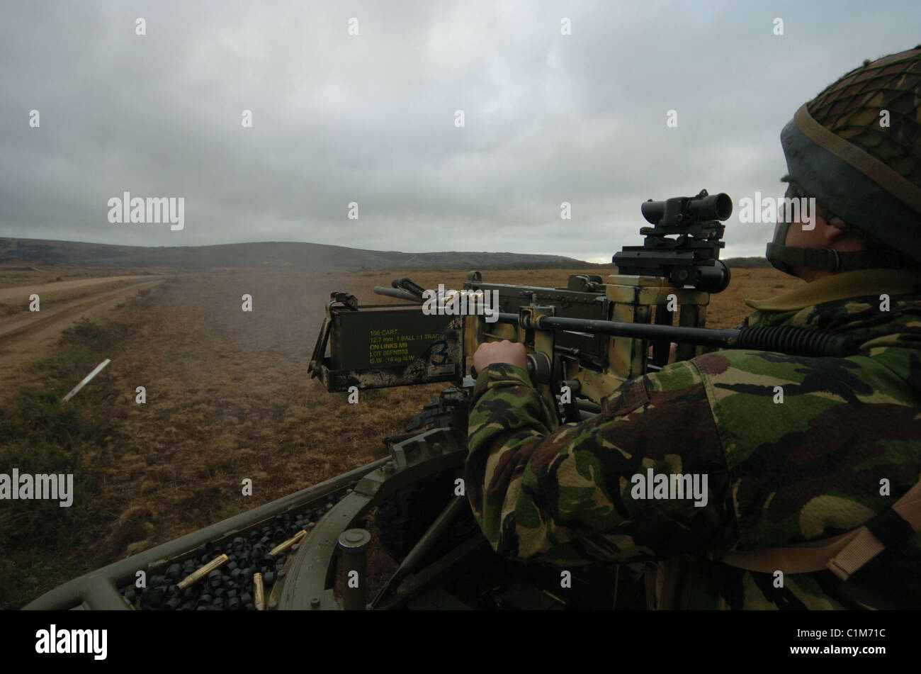 Le puissant L1A1 12,7 mm (.50) à l'arme lourde (HMG) est une version mise à jour de la Browning M2 "Cinquante-cal' - reconnu comme l'un Banque D'Images