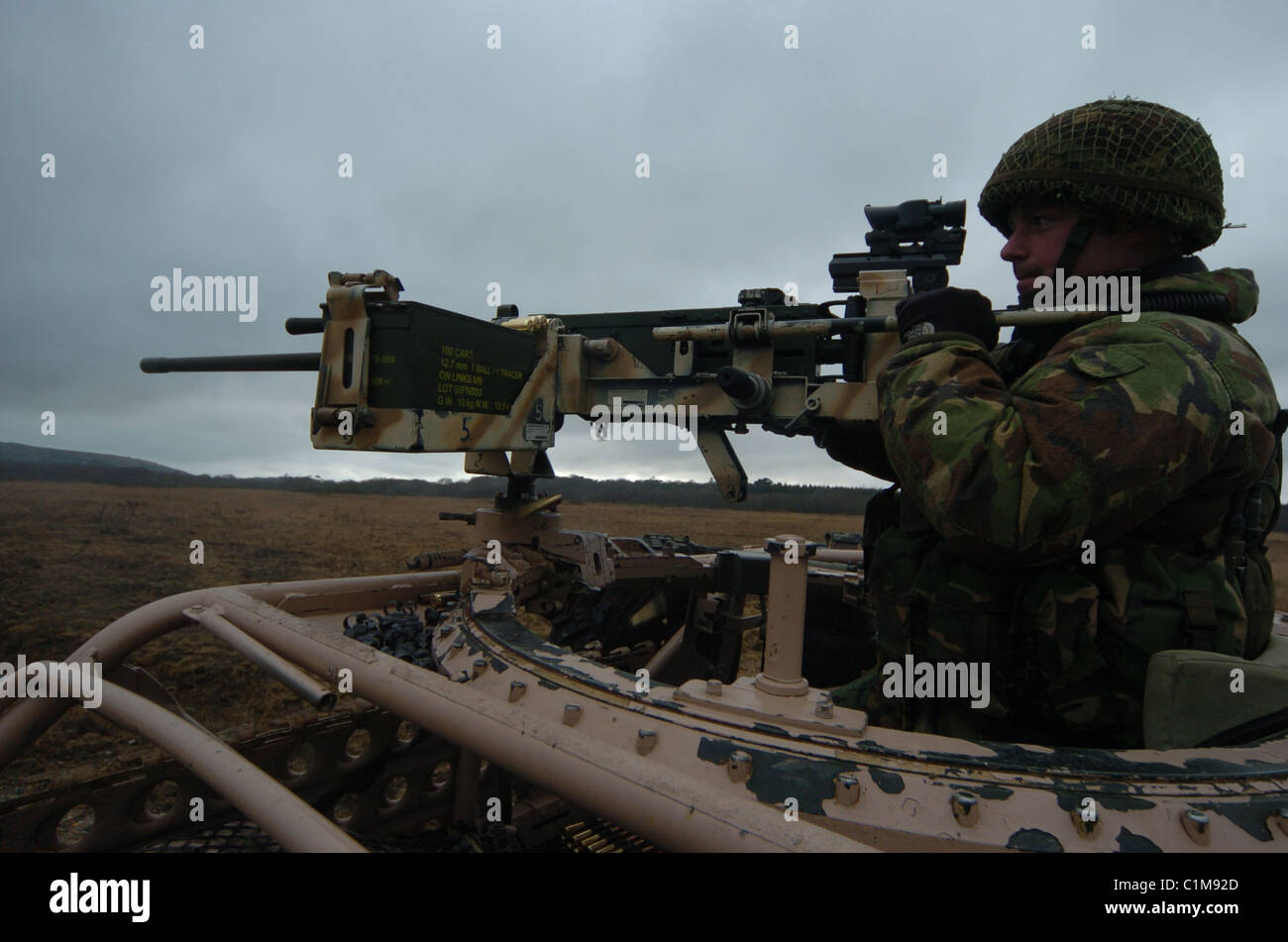 Le puissant L1A1 12,7 mm (.50) à l'arme lourde (HMG) est une version mise à jour de la Browning M2 "Cinquante-cal' - reconnu comme l'un Banque D'Images