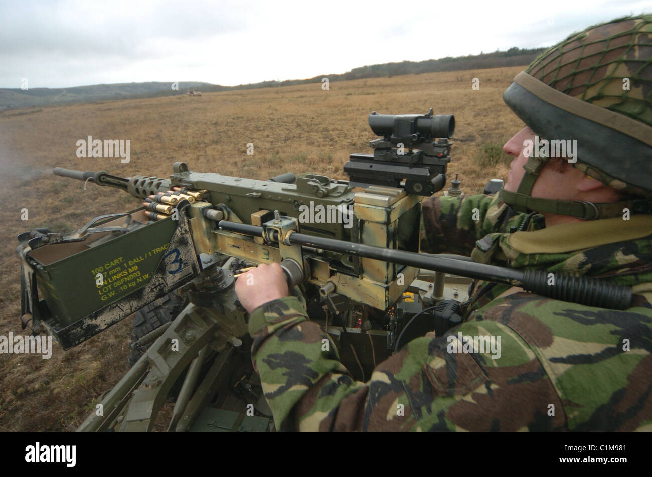 Le puissant L1A1 12,7 mm (.50) à l'arme lourde (HMG) est une version mise à jour de la Browning M2 "Cinquante-cal' - reconnu comme l'un Banque D'Images