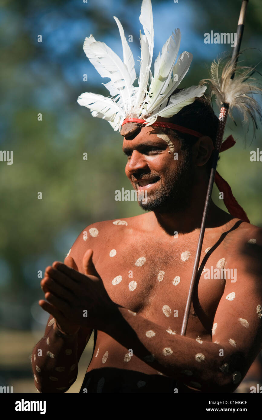 Les danseur de la Aurukun communauté autochtone. Laura, Queensland, Australie Banque D'Images