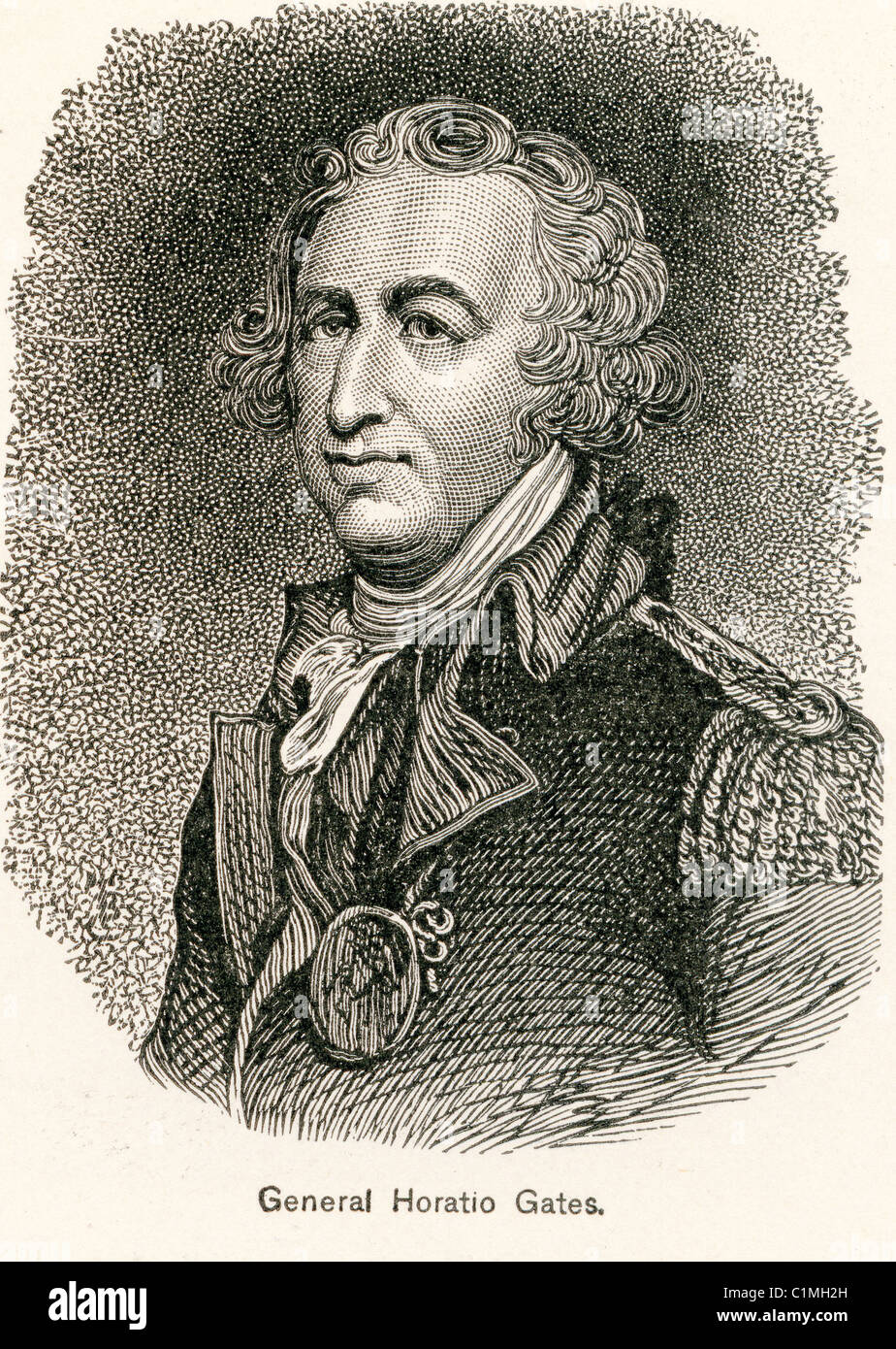 Lithographie ancienne d'Horatio Gates, général de la guerre d'Indépendance Américaine Banque D'Images