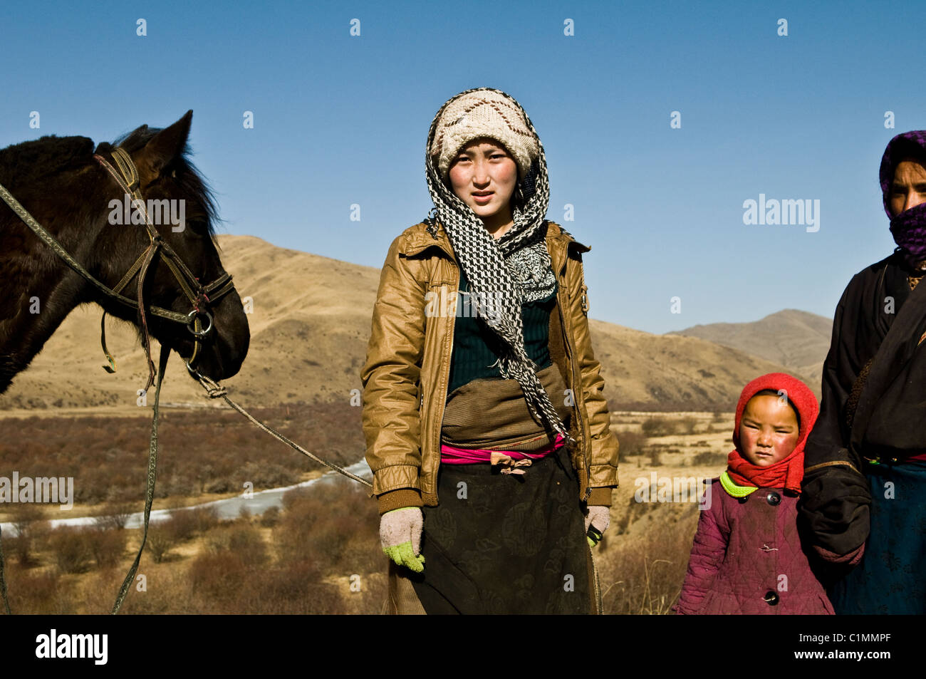 Visages du Tibet. Banque D'Images
