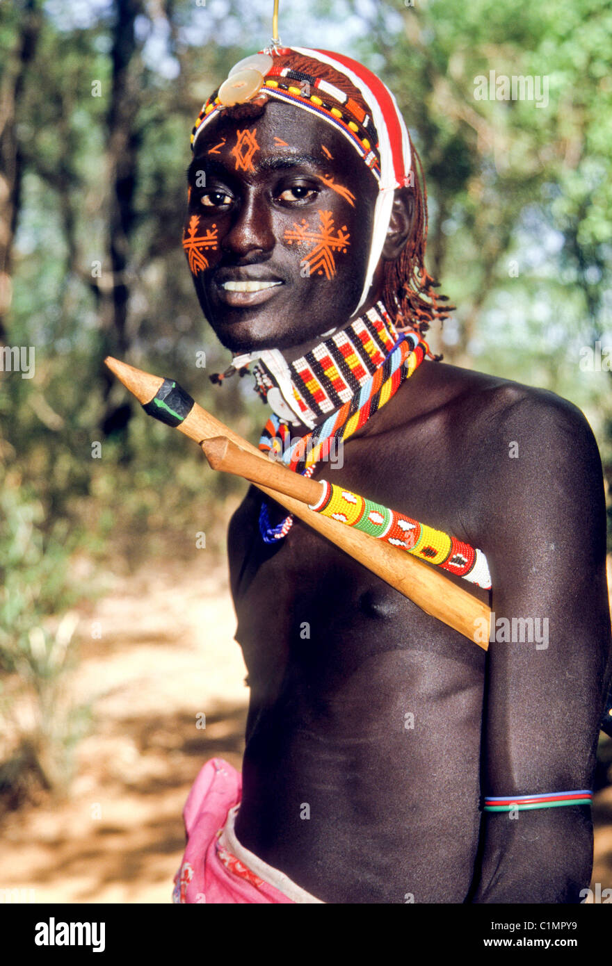 Samburu Moran (guerrier), Kenya Banque D'Images