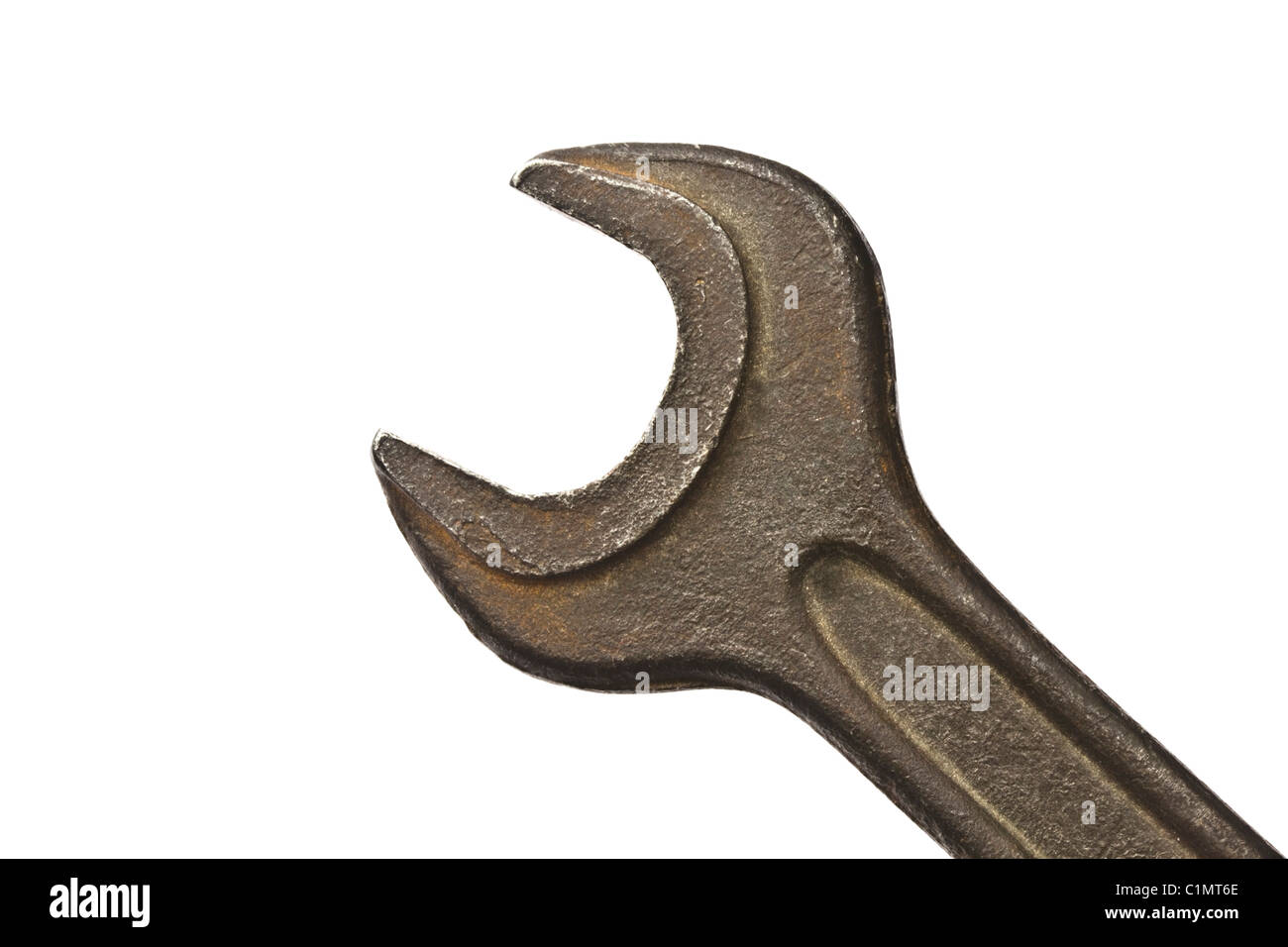 Une vieille clé dynamométrique isolé sur fond blanc Banque D'Images